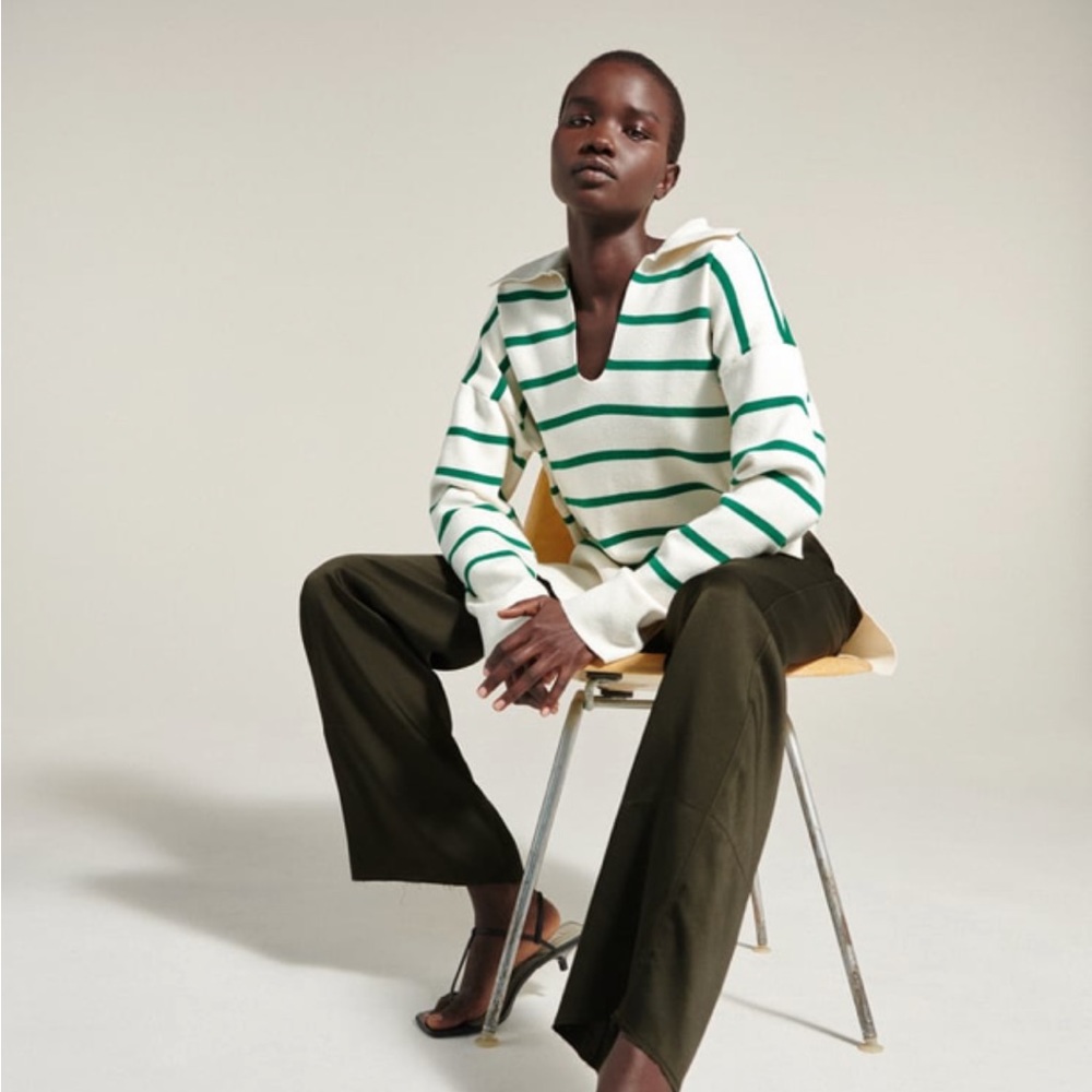 Premium knit striped sweater